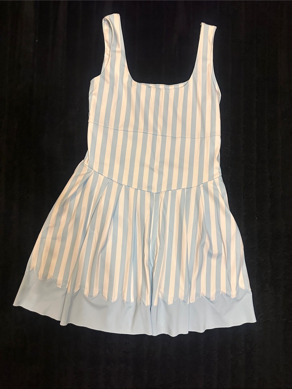 Peach Love California Blue and White Striped Mini Dress